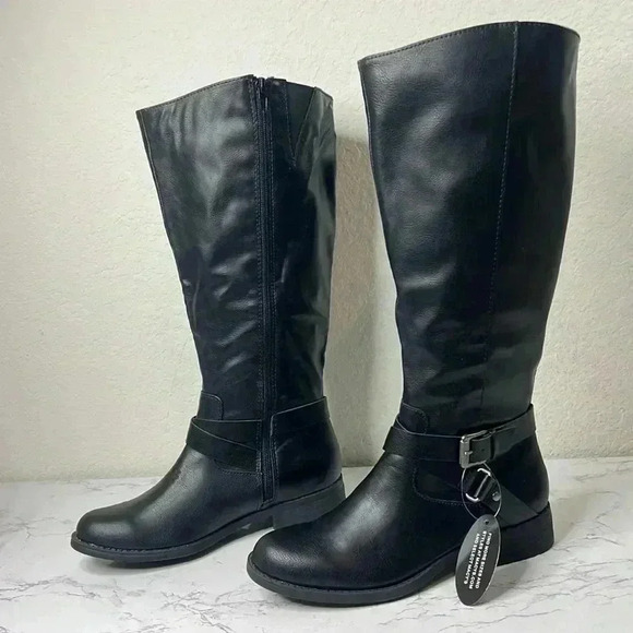 Style & Co Marliee Womens Faux Leather Wide Calf Motorcycle Boots Size 7M WC - Picture 10 of 10